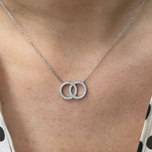 Silver CZ Unity Necklace
