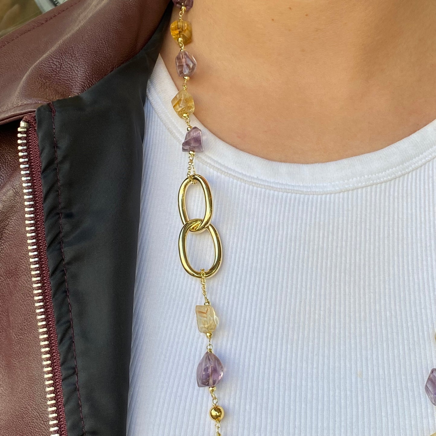 Baroque Necklace | Horos | Amethyst & Citrine