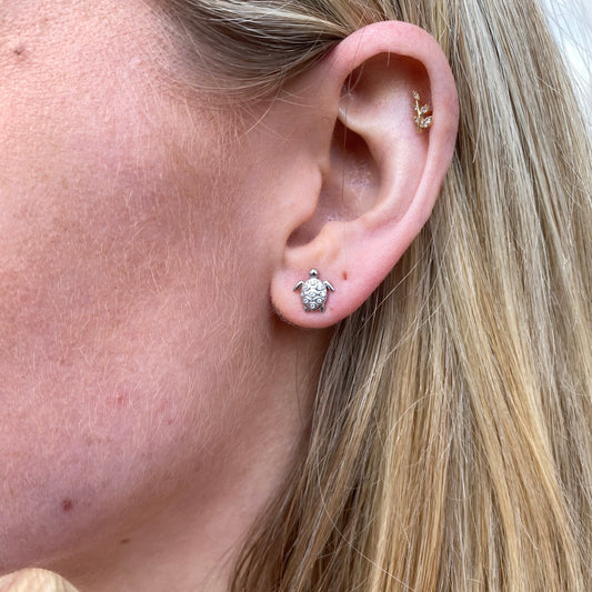 Silver CZ Turtle Stud Earrings - John Ross Jewellers