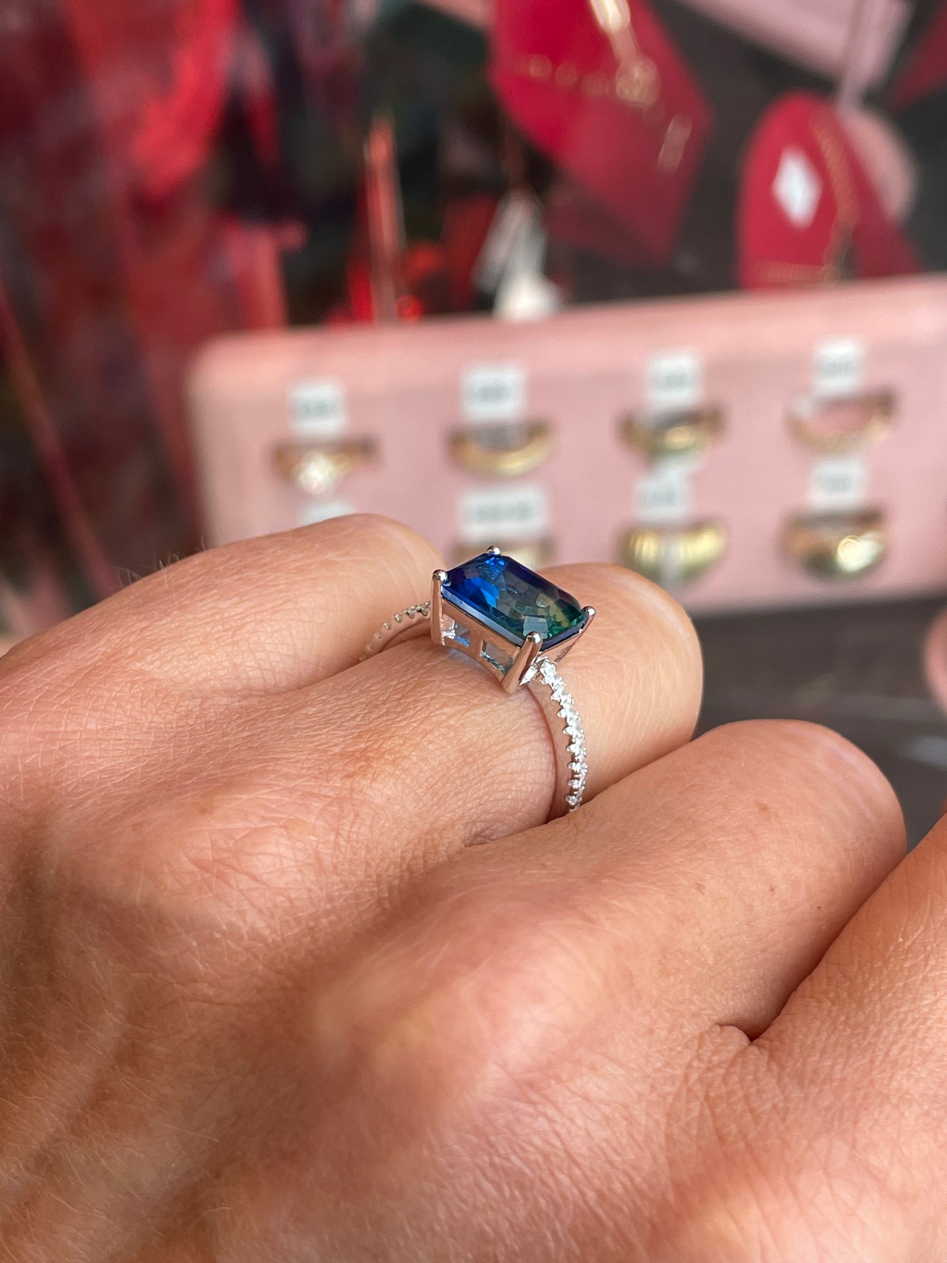 Silver Side to Side Solitaire Ring | Peacock - John Ross Jewellers