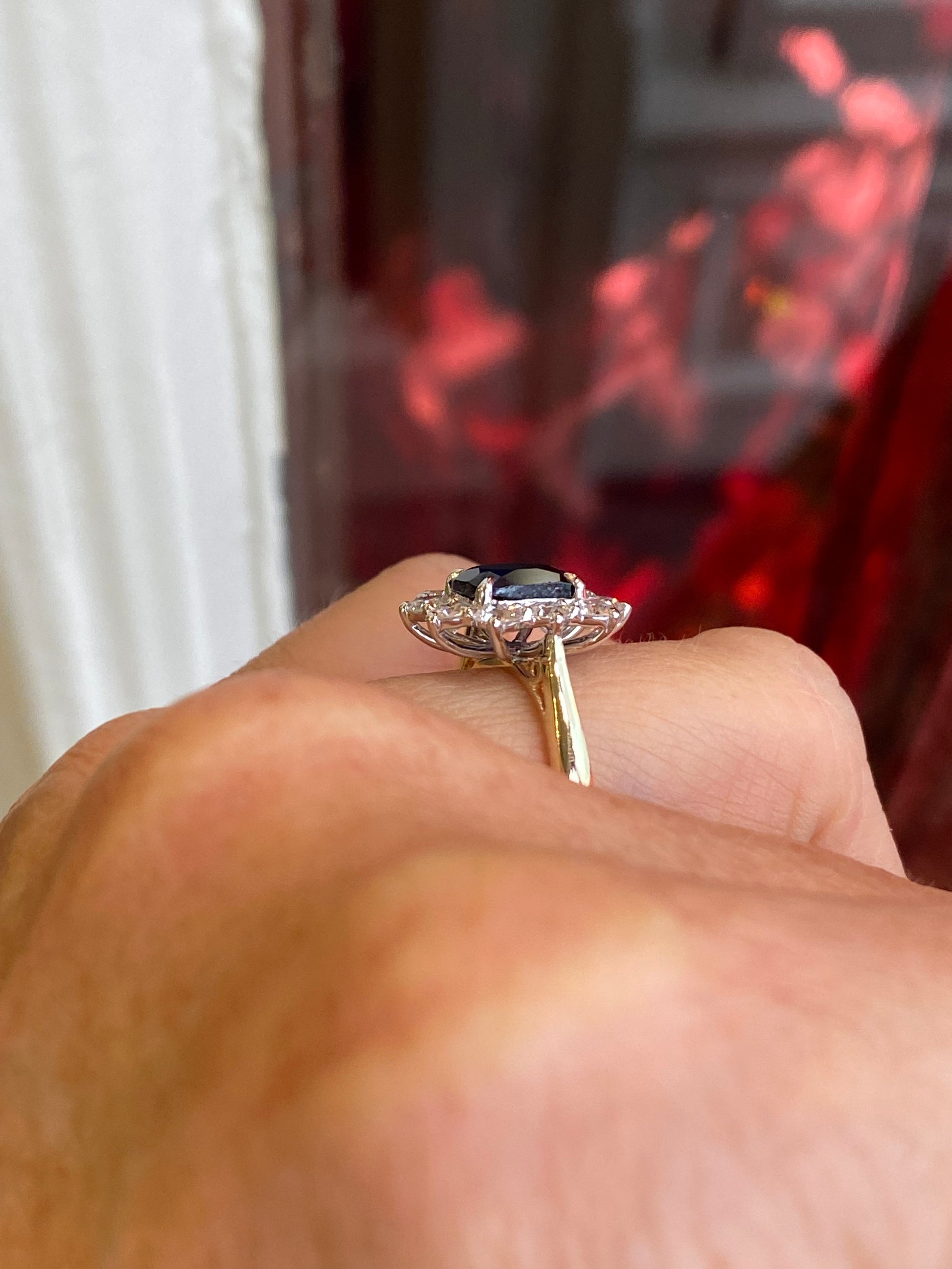 9ct Gold Lab Grown Sapphire Cluster Ring - John Ross Jewellers