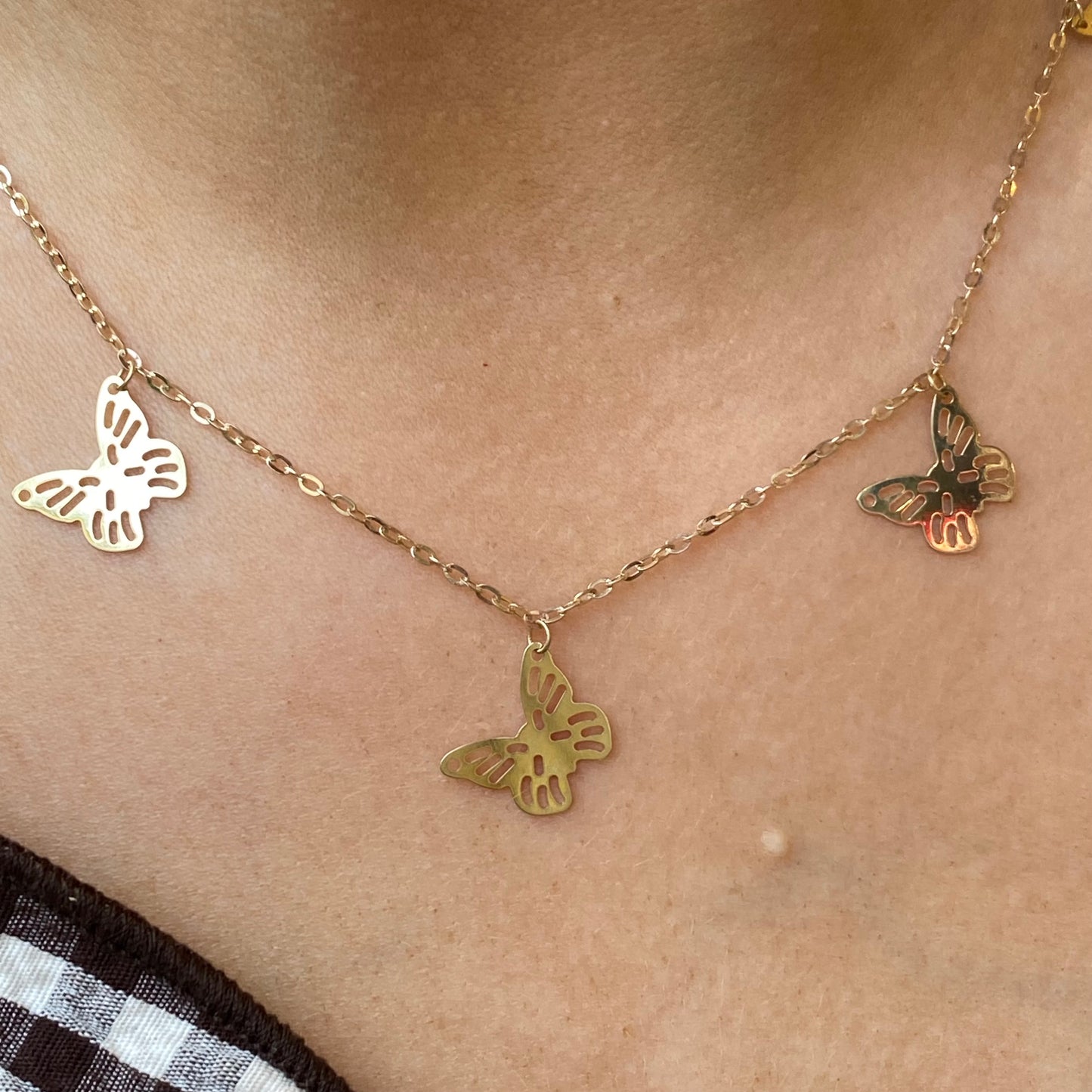 9ct Gold Five Butterflies Necklace