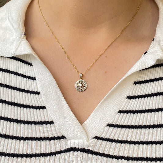 9ct Gold Diamond Round Pendant Necklace | 0.23ct - John Ross Jewellers