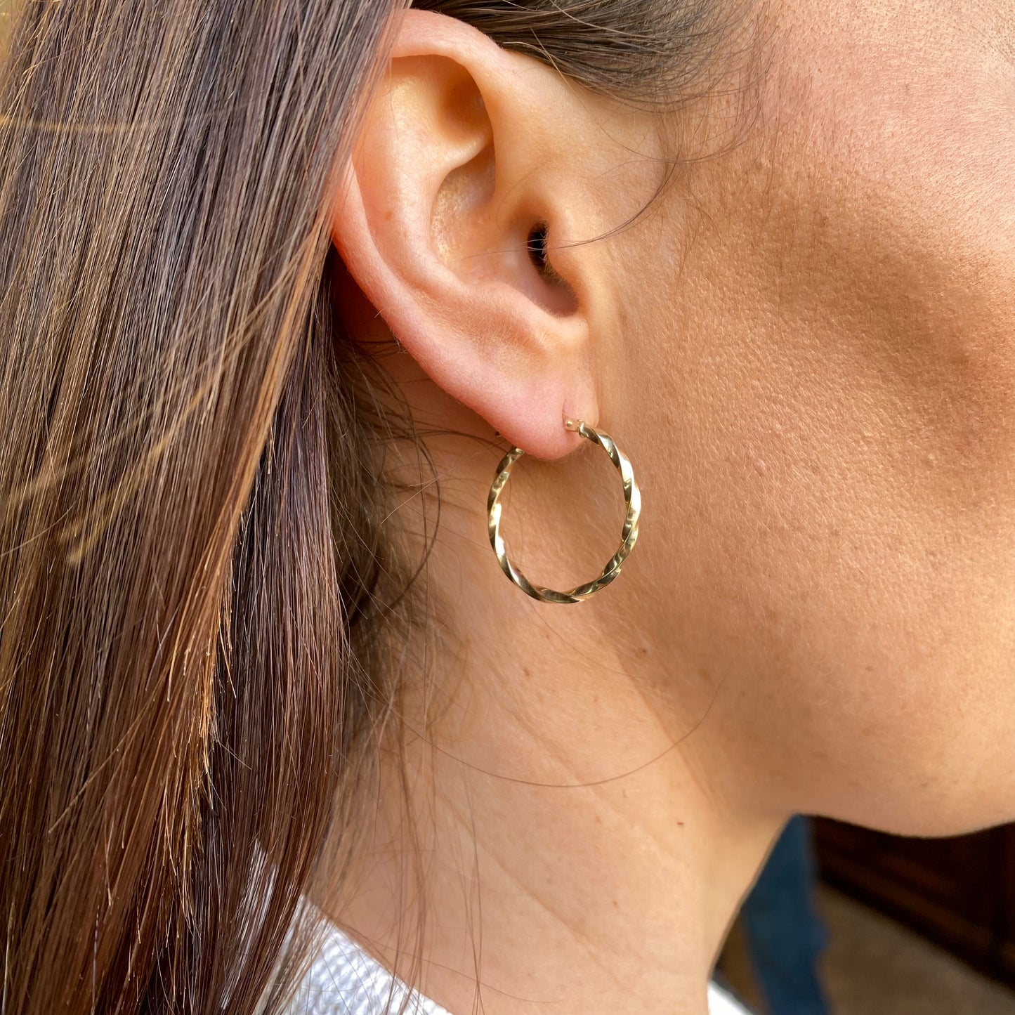 9ct Gold Twist Hoop Earrings | 20mm - John Ross Jewellers