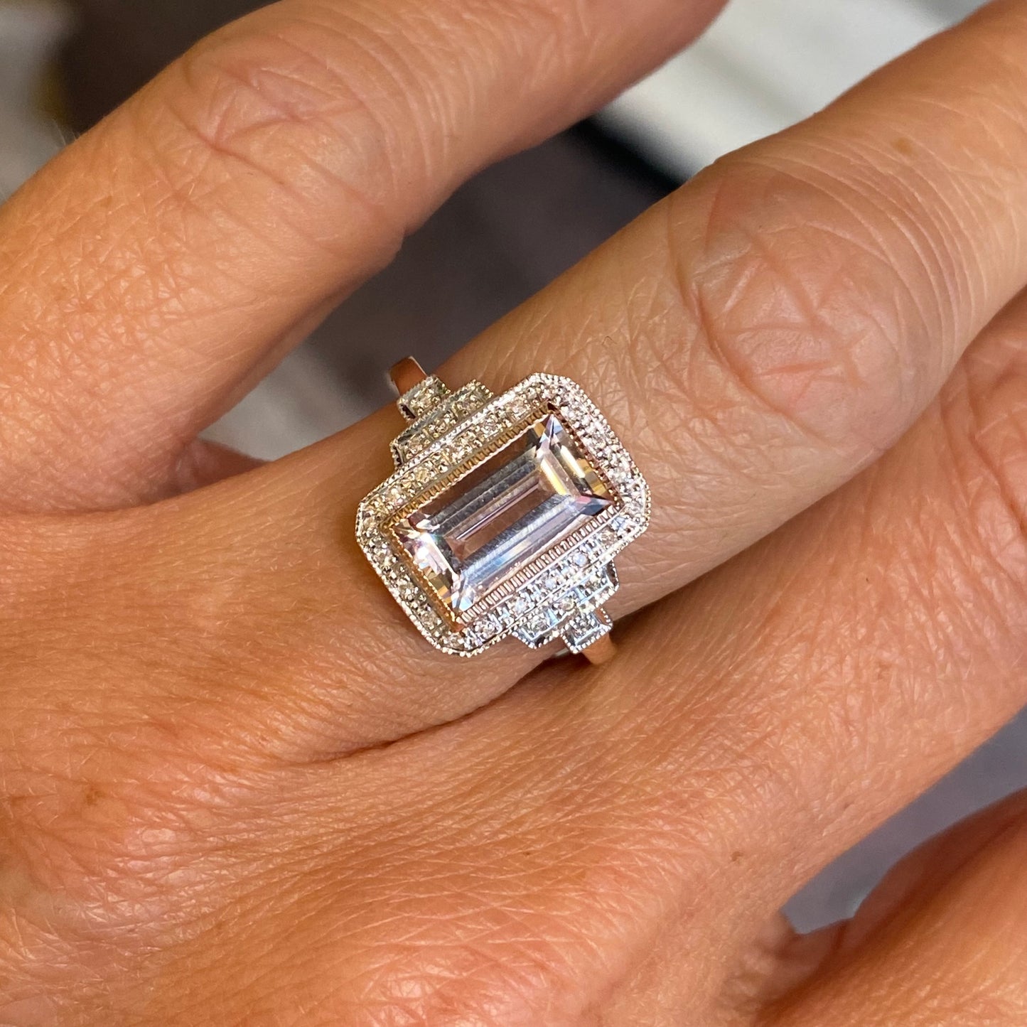 9ct Rose Gold Morganite & Diamond Ring - John Ross Jewellers
