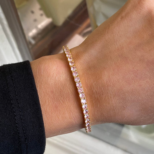 Sunshine Pink 3mm CZ Tennis Bracelet 17 + 2cm