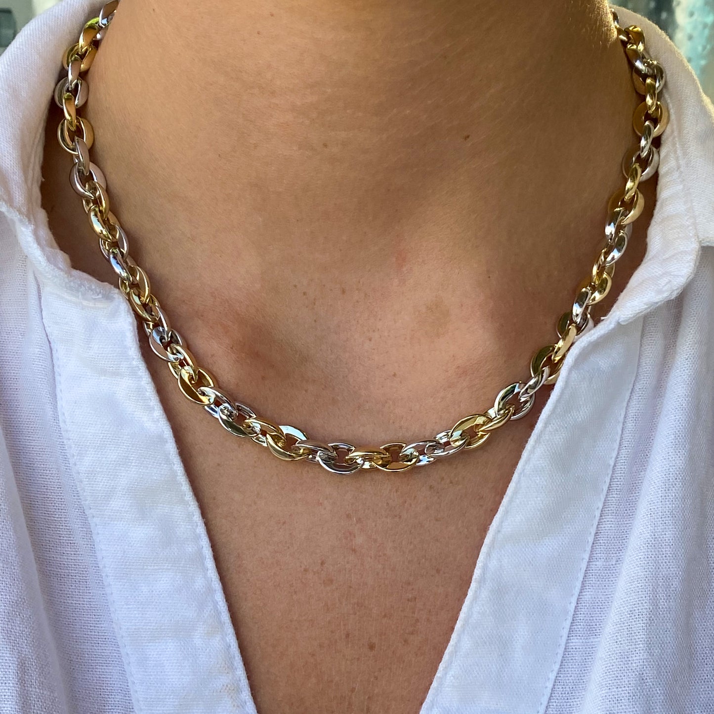 9ct Gold Two Tone Chunky Necklace - John Ross Jewellers