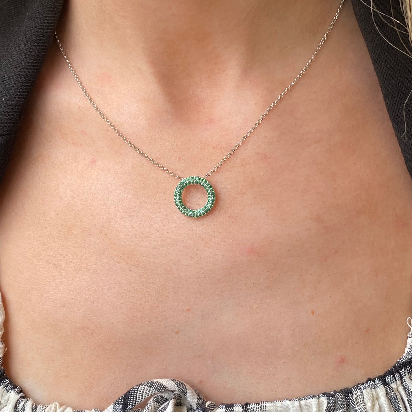Silver Green Nano Eternity Necklace | 42+3cm - John Ross Jewellers