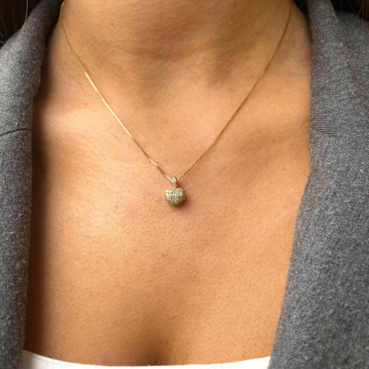 18ct Gold Chunky Diamond Set Heart Necklace - John Ross Jewellers