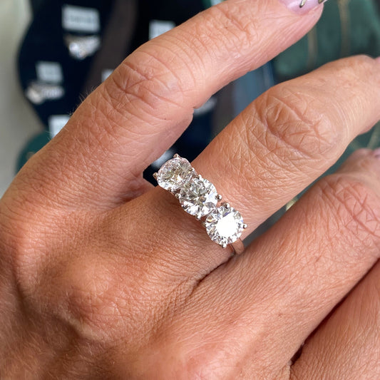 18ct White Gold Trilogy Engagement Ring | Lab Grown 3.00ct