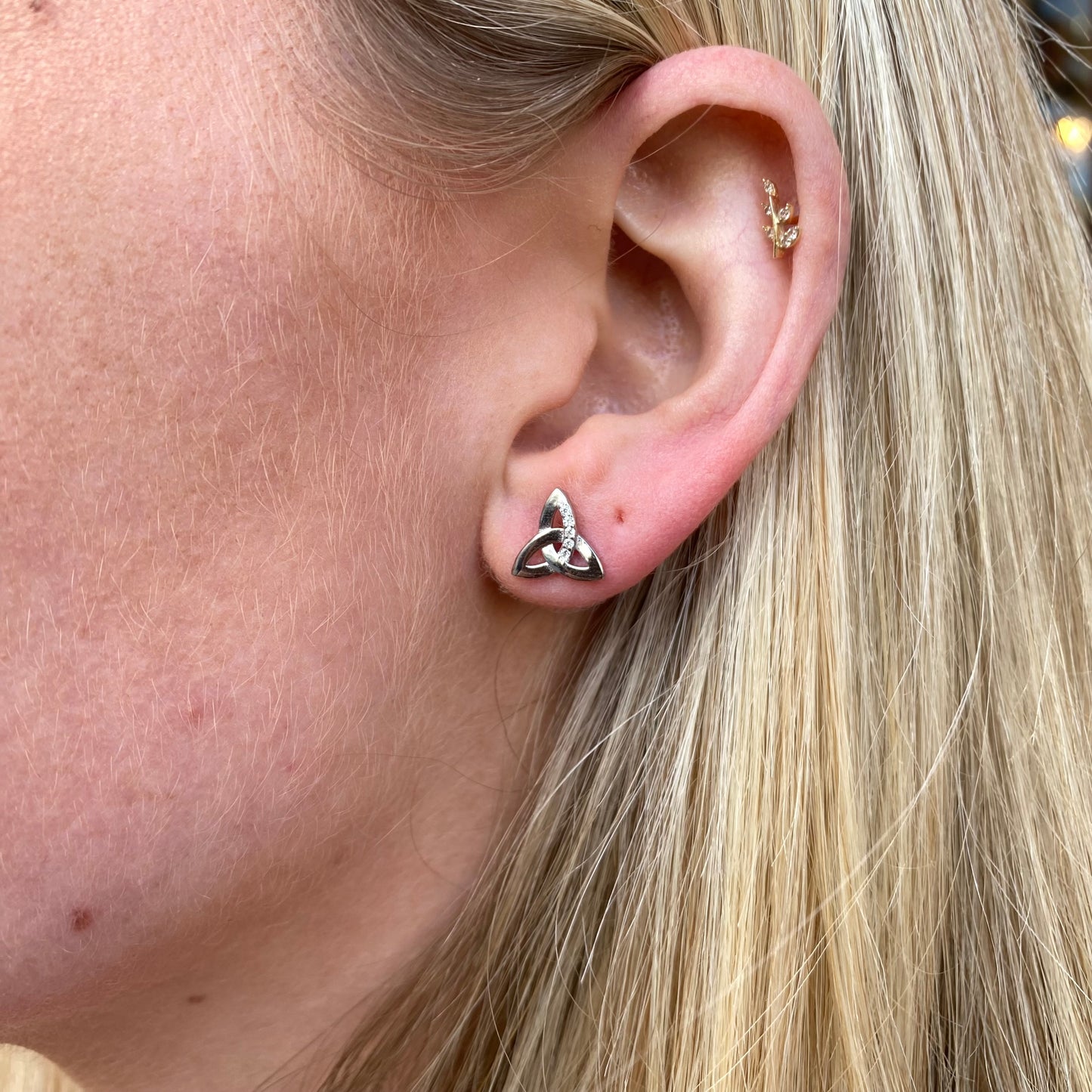 Silver CZ Trinity Knot Stud Earrings - John Ross Jewellers