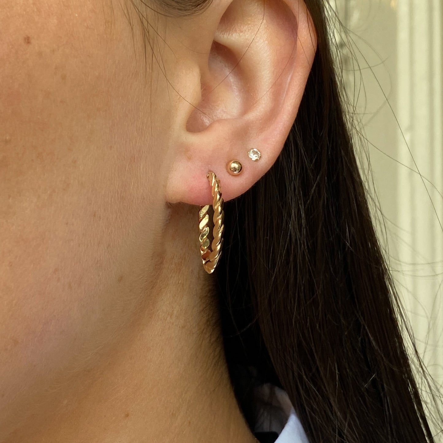 9ct Gold Braided Creole Hoop Earrings | Oval