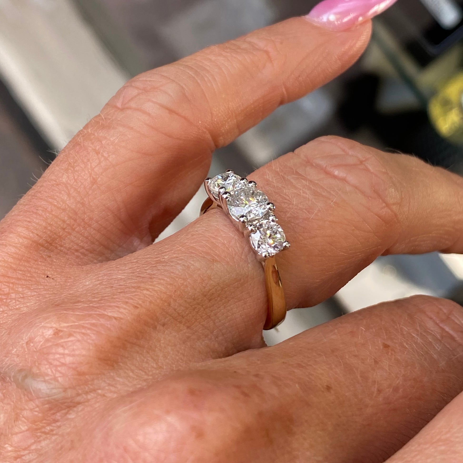 18ct Gold Trilogy Diamond Engagement Ring | 1.55ct - John Ross Jewellers