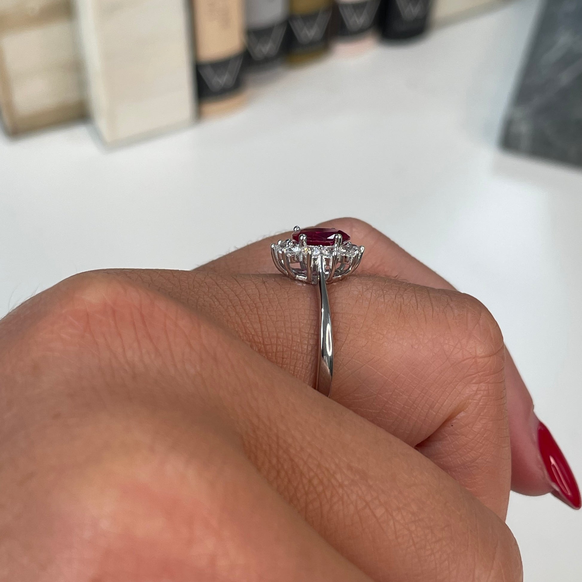 Silver Ruby Red CZ Diana Ring - John Ross Jewellers