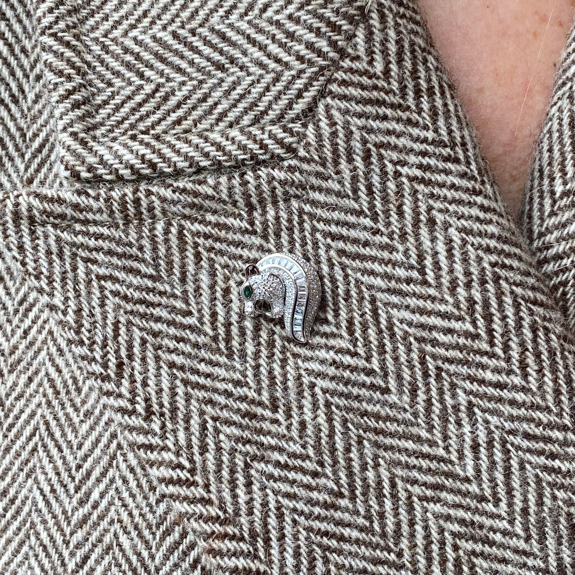 Silver CZ Lapel Pin | Horse Head - John Ross Jewellers