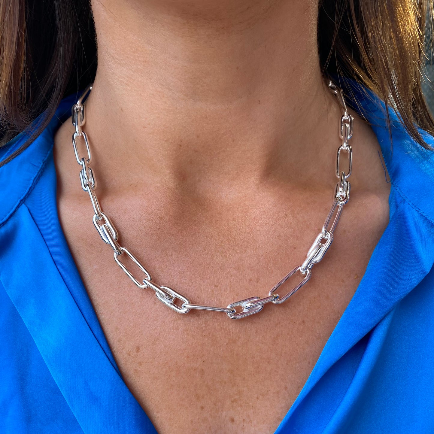 Silver Chunky Paper Link Necklace - John Ross Jewellers