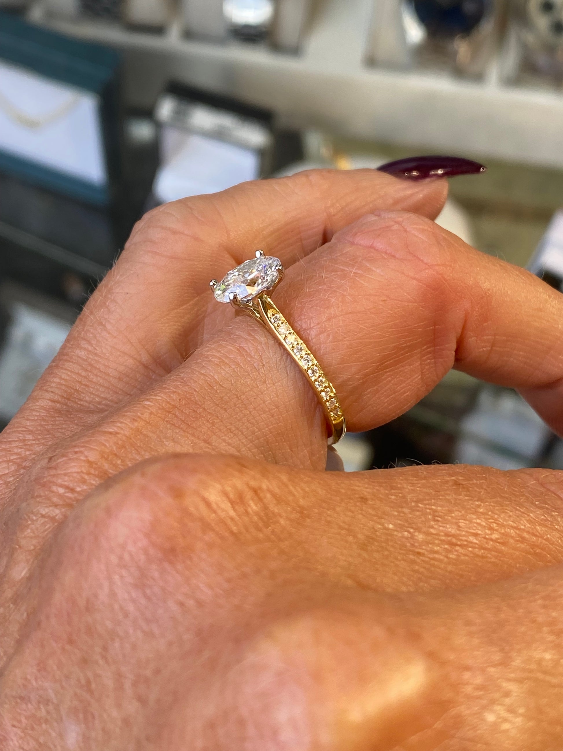 18ct Gold Solitaire Engagement Ring | Certificated Oval Lab 1.21ct - John Ross Jewellers