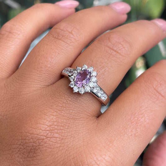 Silver CZ Diana Cluster Ring | Amethyst
