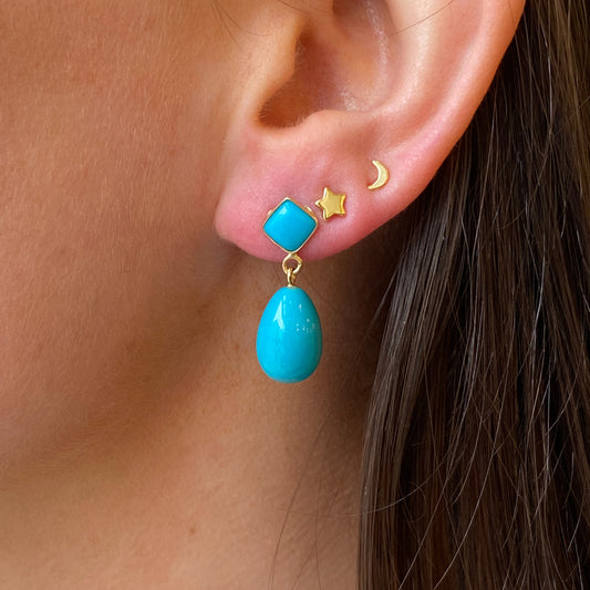 18ct Gold Turquoise Drop Earrings - John Ross Jewellers