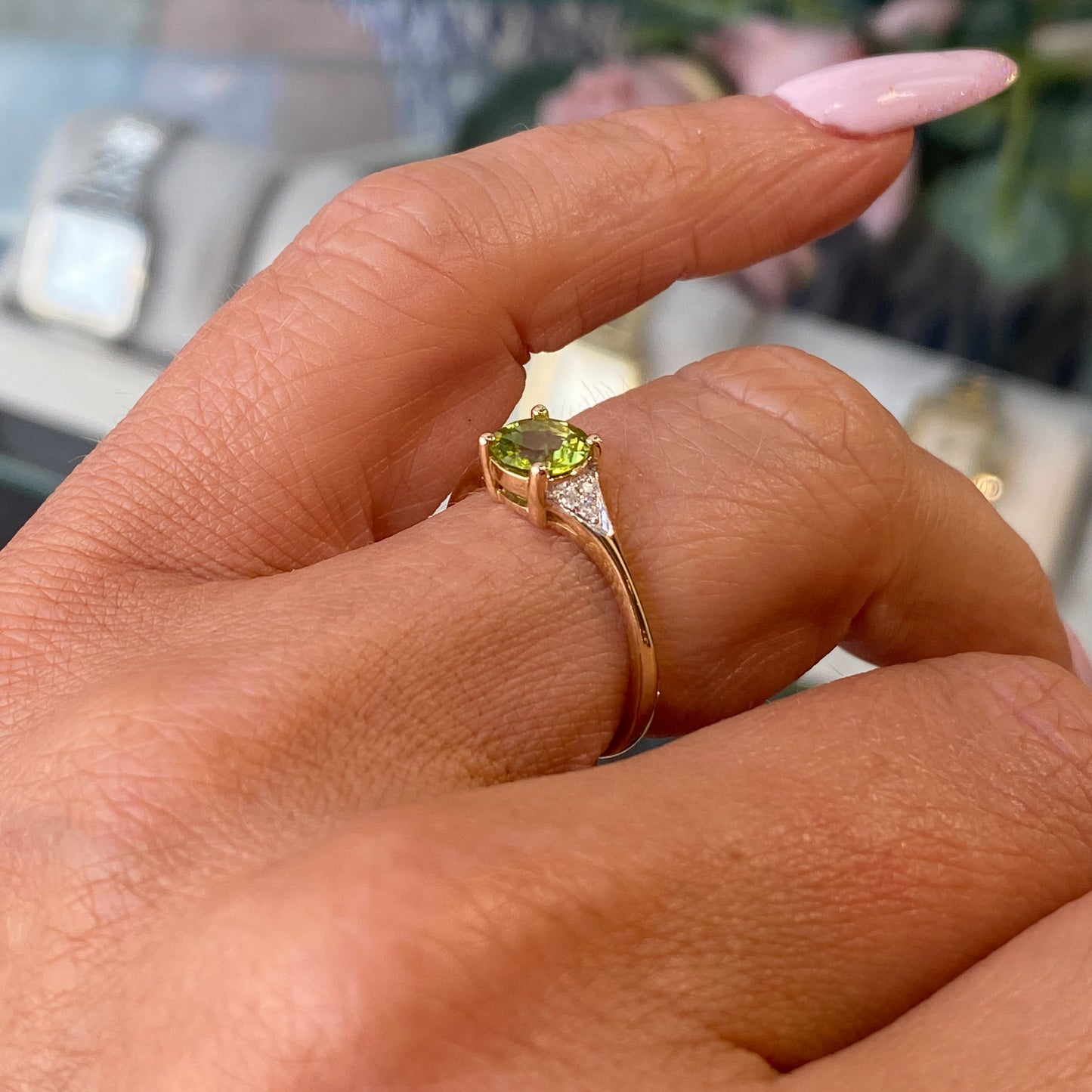 9ct Yellow Gold Peridot & Diamond Ring - John Ross Jewellers