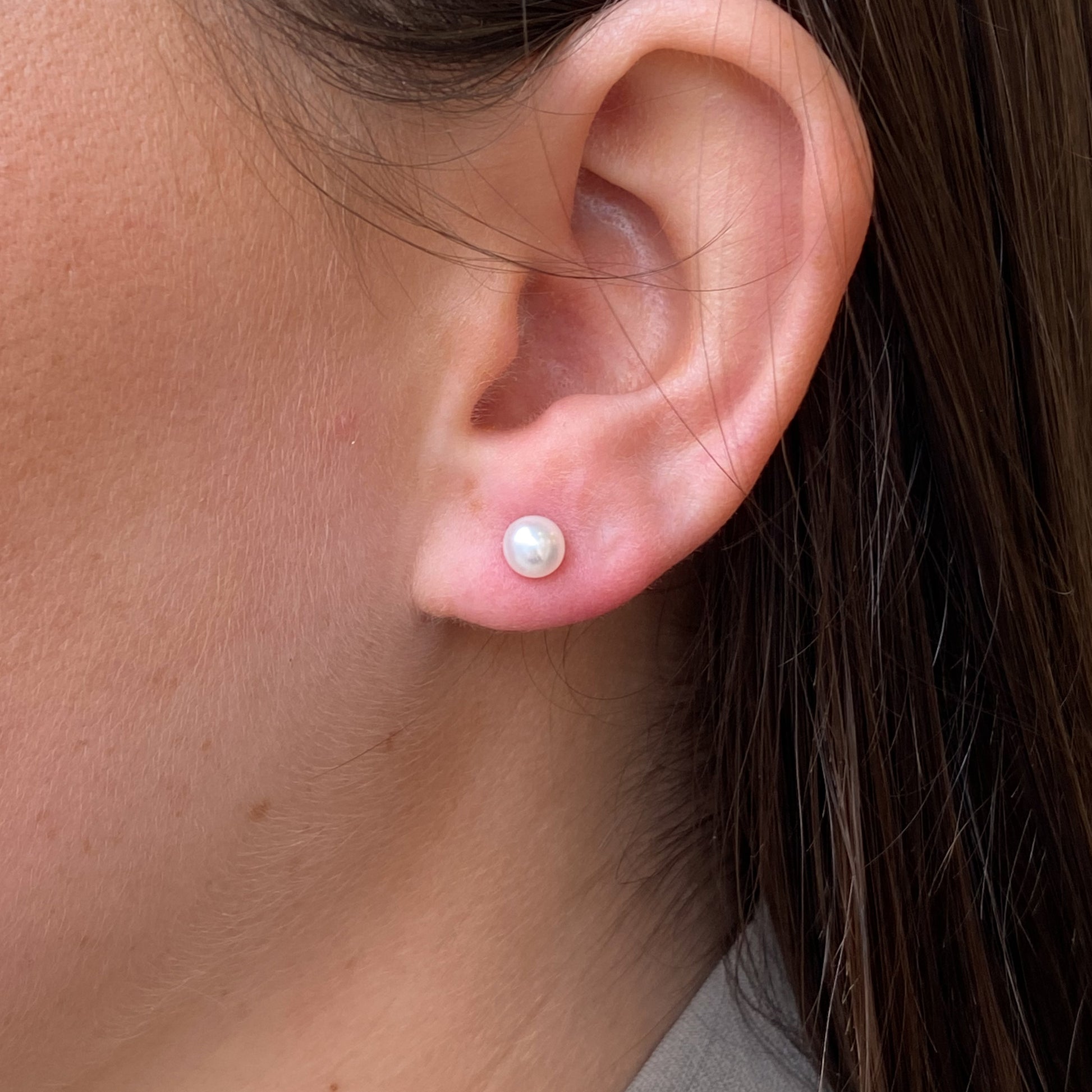 Silver Freshwater Pearl Bouton Stud Earrings | 5-6mm - John Ross Jewellers