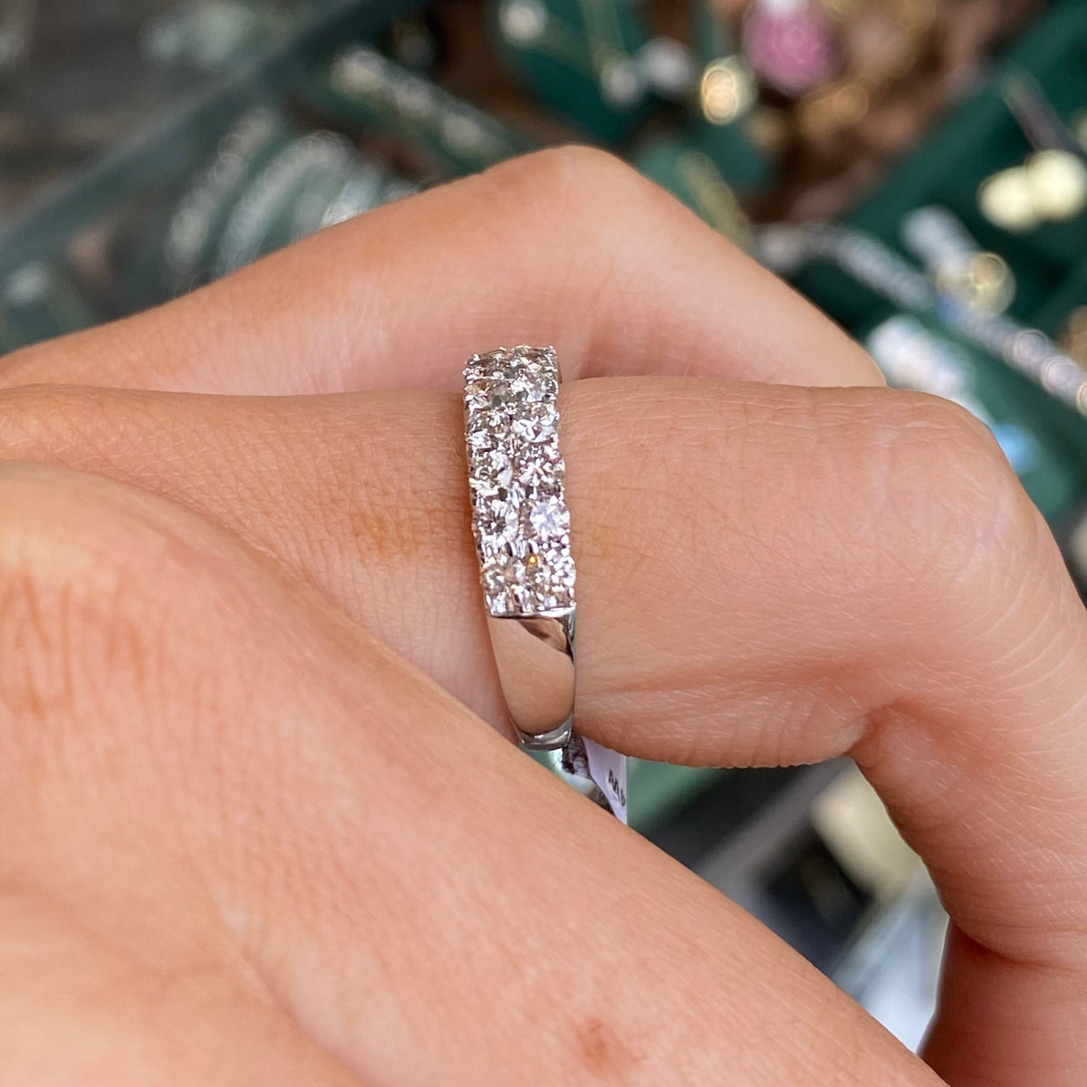 14ct White Gold Two Row Diamond Eternity Ring 1.00ct