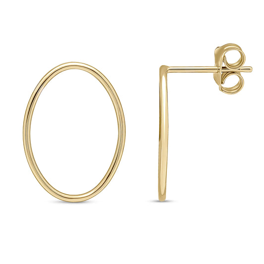 9ct Gold Extra Skinny Open Oval Earrings - John Ross Jewellers