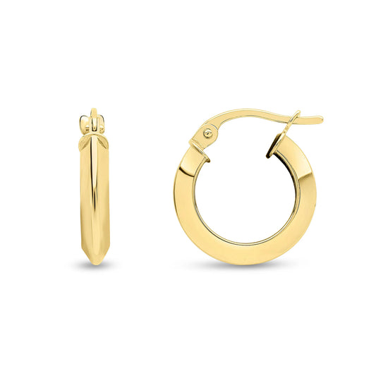 9ct Gold Groovy Hoop Earrings | 15mm - John Ross Jewellers