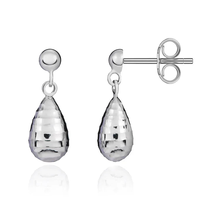 9ct White Gold Tear Drop Earrings | Gadroon - John Ross Jewellers