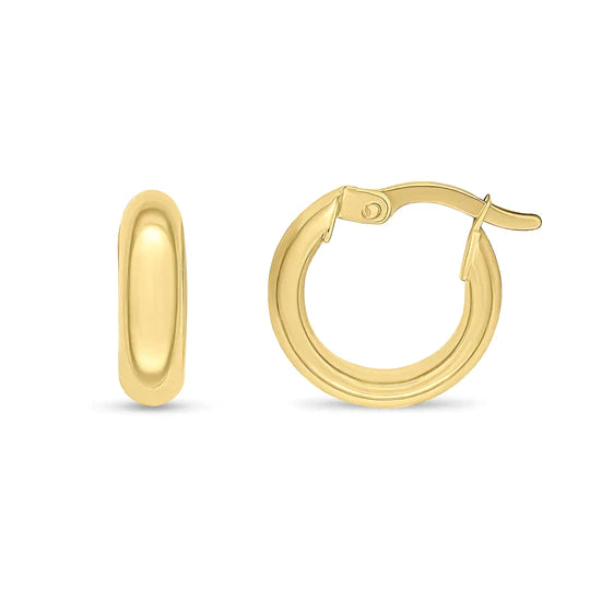 18ct Gold Chunky Hoop Earrings | 14mm - John Ross Jewellers