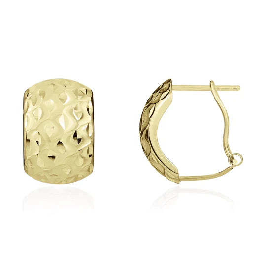 9ct Gold Wide Patterned Stud & Clip Earrings - John Ross Jewellers