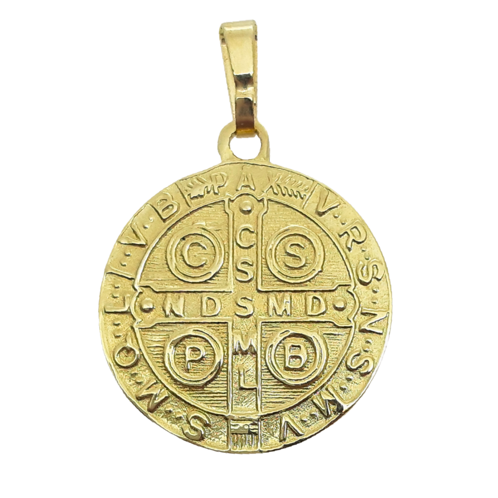 9ct Gold St Benedict Round Medal Pendant - John Ross Jewellers