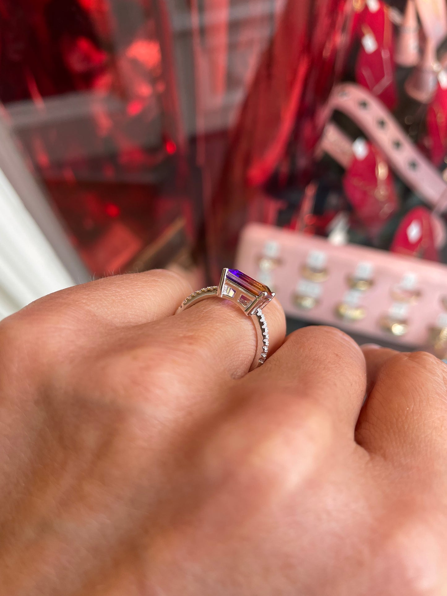 Silver Side to Side Solitaire Ring | Mystic