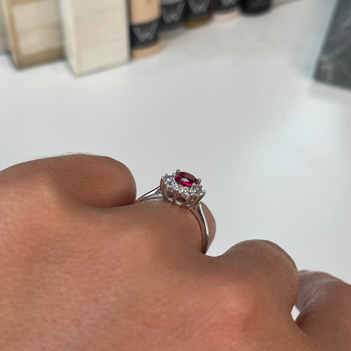 Silver Ruby Red CZ Diana Ring - John Ross Jewellers
