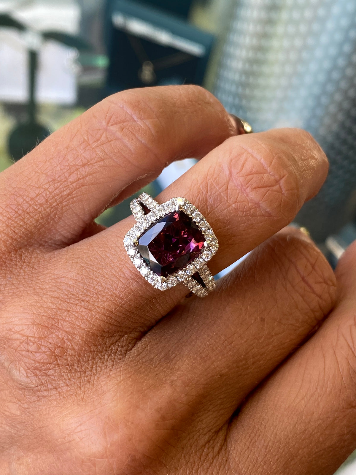 18ct Gold Pink Tourmaline & Diamond Ring