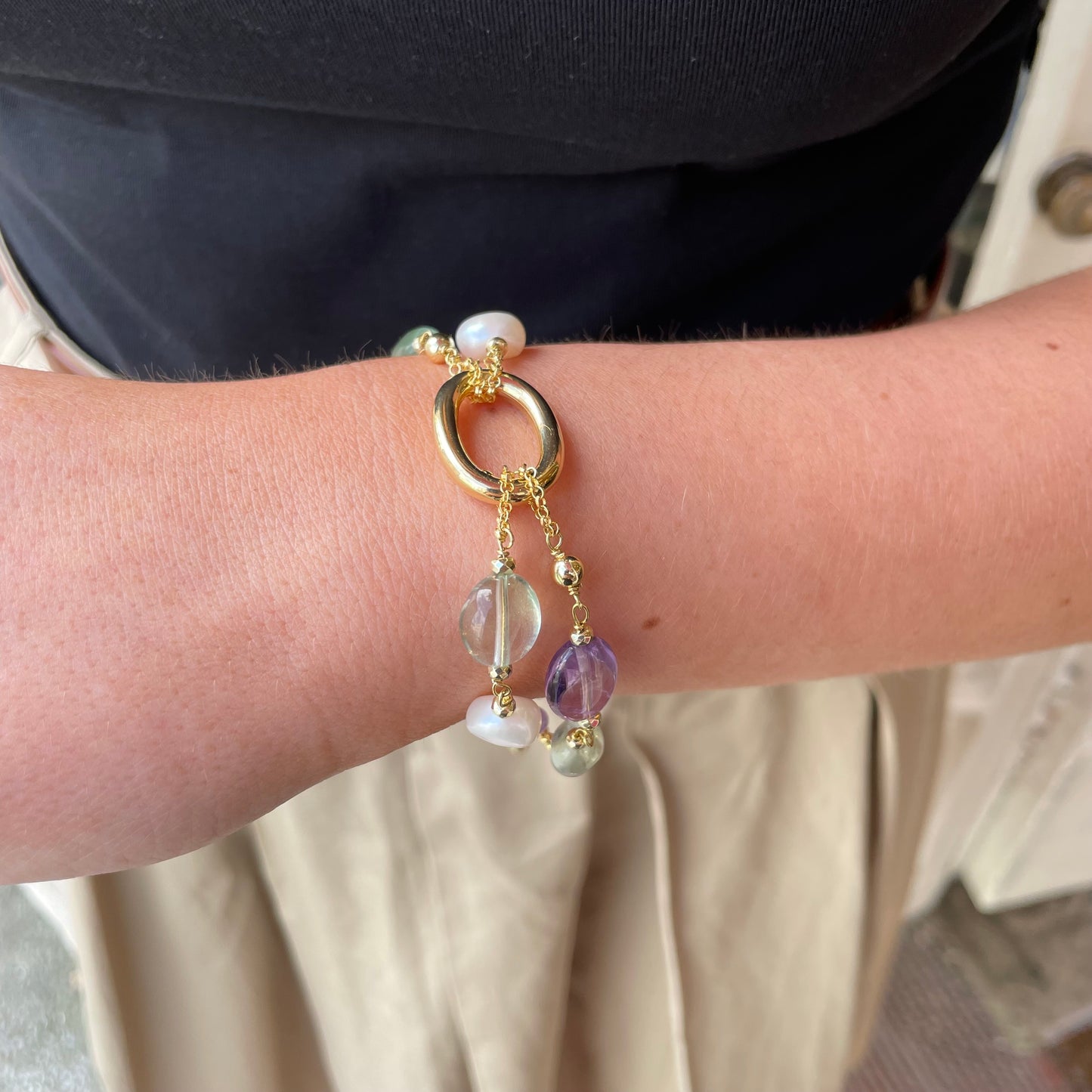 Baroque Bracelet | Horos | Amethyst & Green Quartz - John Ross Jewellers