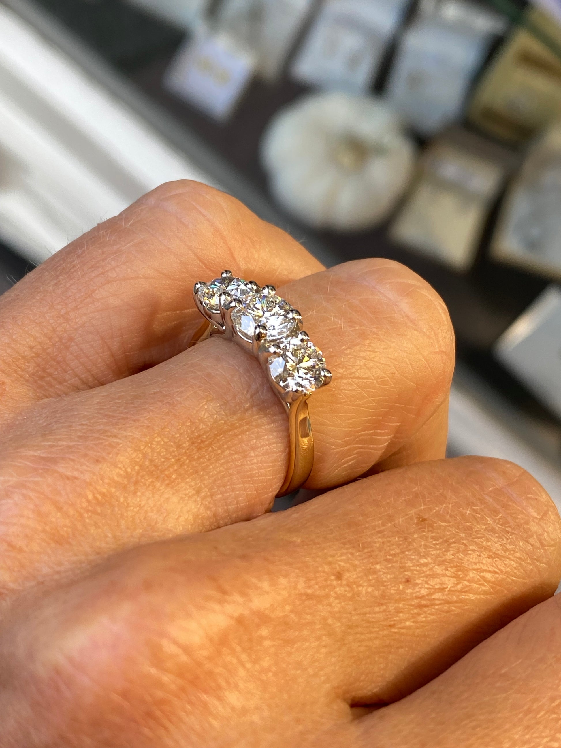 18ct Gold Trilogy Engagement Ring | Certificated Lab 2.65ct - John Ross Jewellers