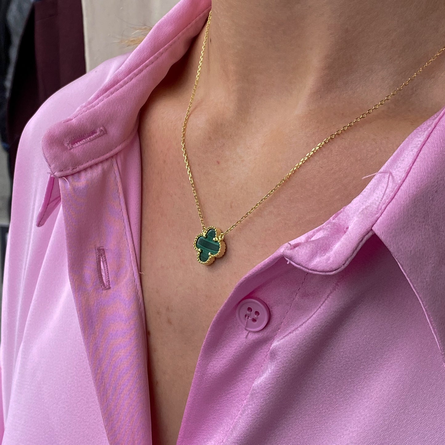 Sunshine Malachite Quatrefoil Necklace