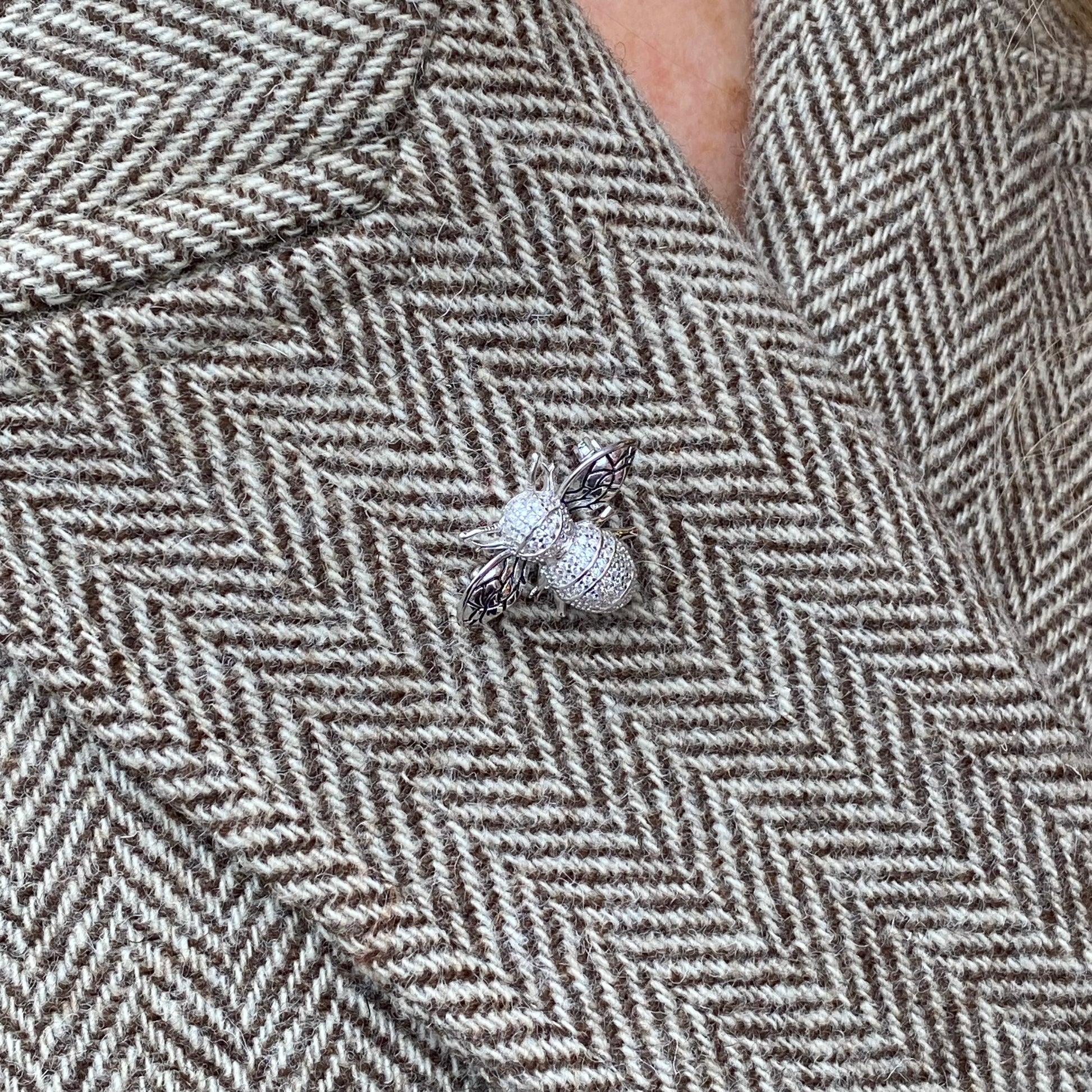 Silver CZ Bee Brooch - John Ross Jewellers