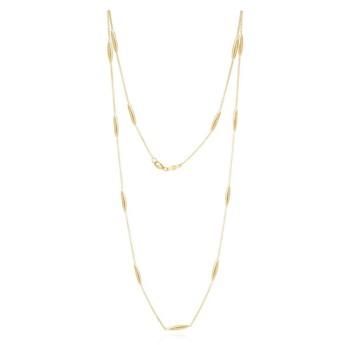 9ct Gold Navette Link Necklace | 24" - John Ross Jewellers