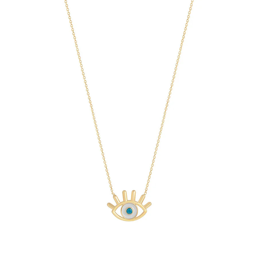 9ct Gold Enamel Evil Eye Necklace