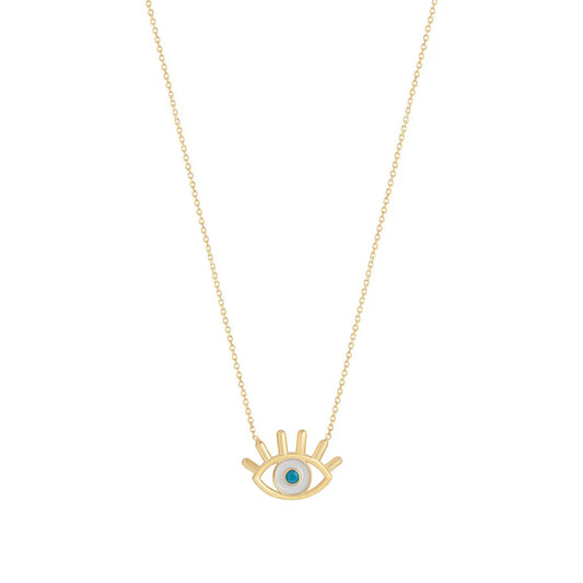 9ct Gold Enamel Evil Eye Necklace