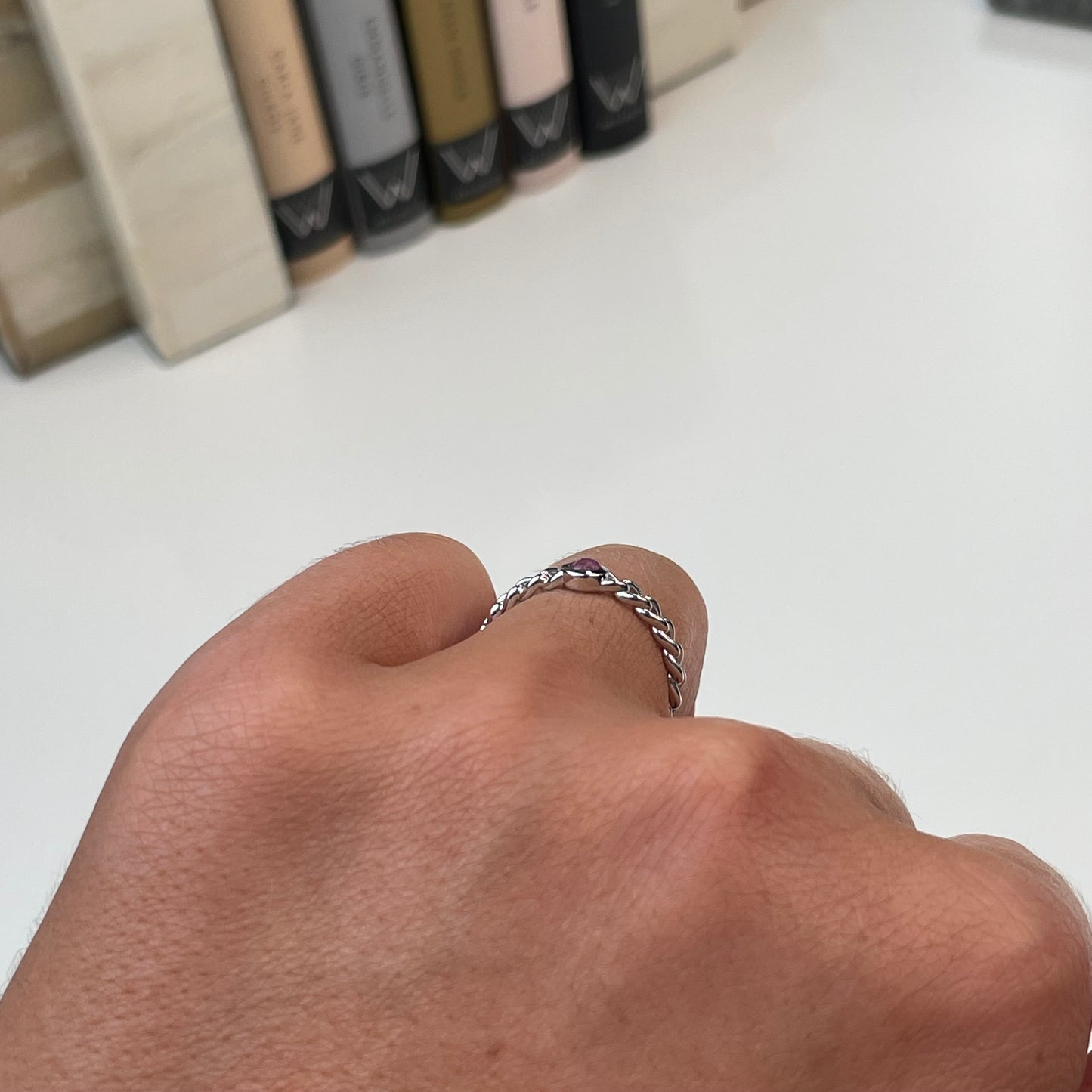 Silver Ruby Chain Ring | John Ross Jewellers