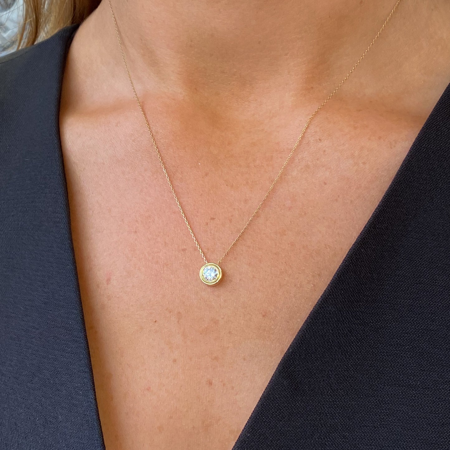 9ct Gold CZ Slider Necklace