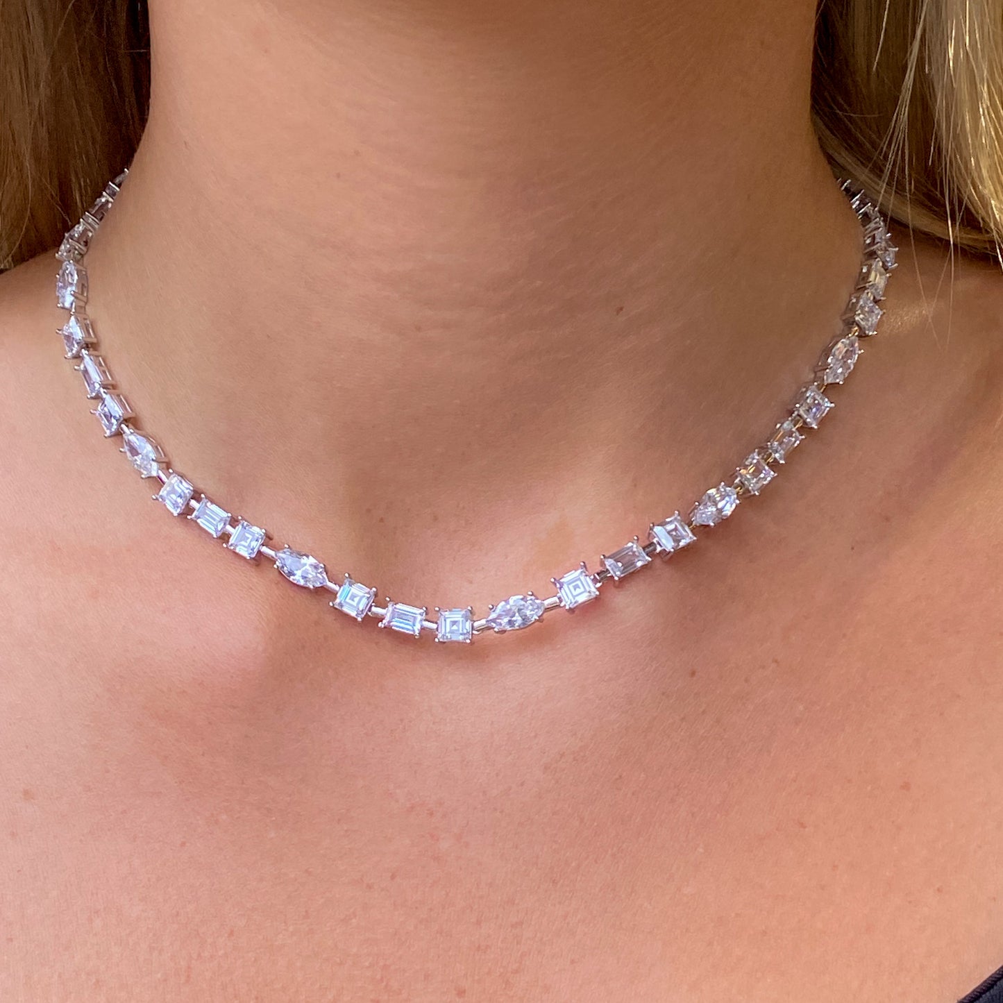 Silver Olivia CZ Line Necklace - John Ross Jewellers