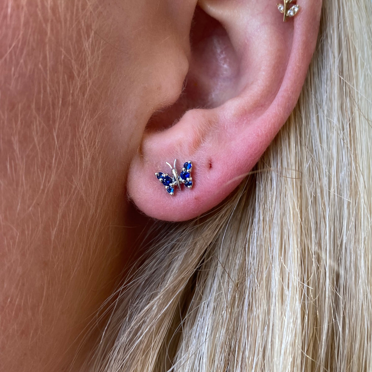 18ct White Gold Sapphire Butterfly Stud Earrings