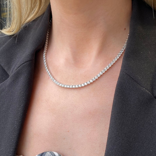 Silver 3mm CZ Tennis Necklace | 42cm - John Ross Jewellers