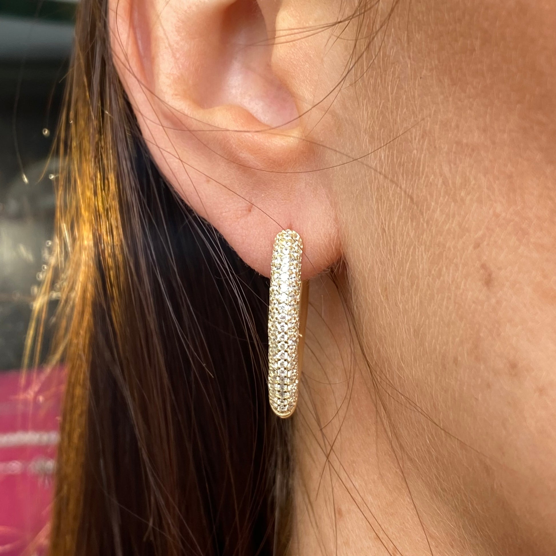 Sunshine CZ Pave V Hoop Earrings - John Ross Jewellers