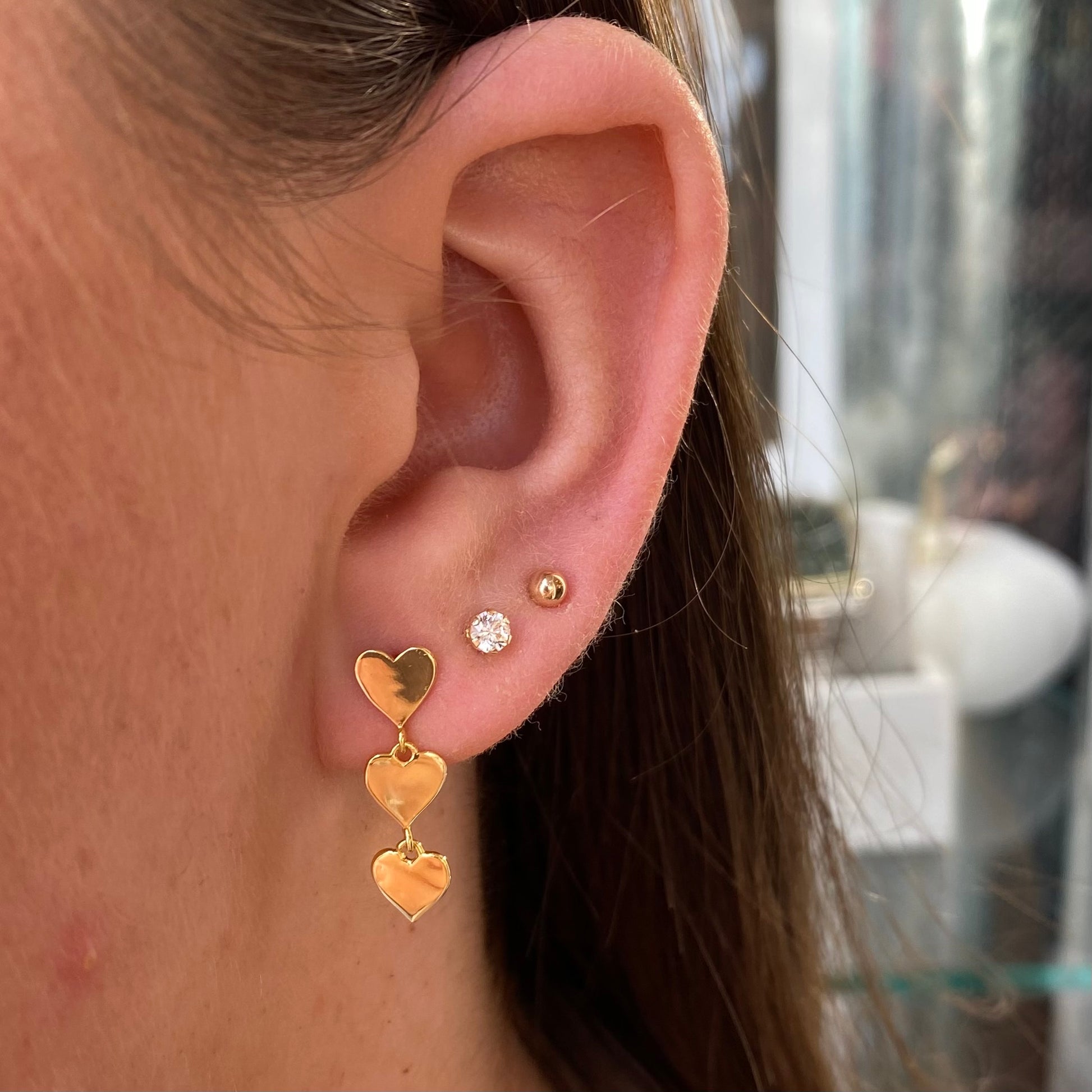 Sunshine Three Hearts Drop Earrings - John Ross Jewellers