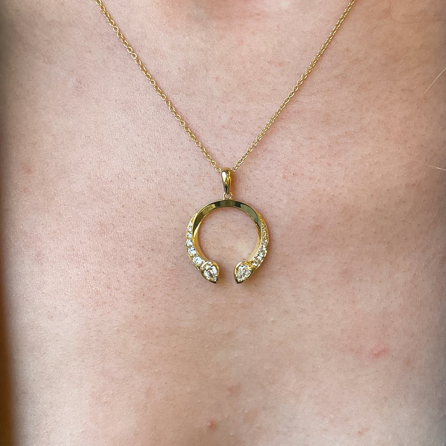 18ct Gold Diamond Torc Pendant Necklace | 0.62ct - John Ross Jewellers